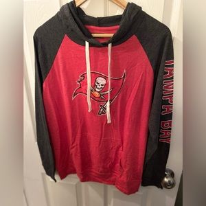 Women's Tampa Bay Buccaneers distressed Heather Gray/Red champion Hoodie